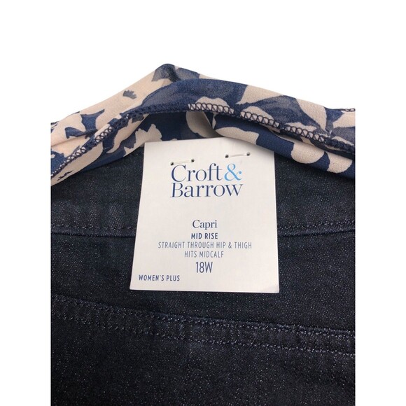 Size 18W Croft & Barrow Scarf Belt Capri Mid Rise Straight Though Hip & Thigh - Picture 6 of 12
